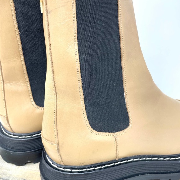 Sandro Leather Metal Plate Ankle Boots With Notched Sole In Tan Size 8.5 / 9 - Picture 7 of 15